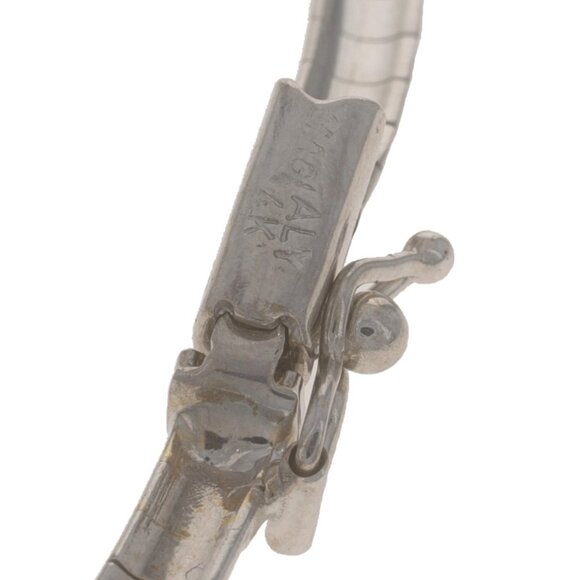 White Gold Sapphire Diamond Curved Station Necklace - 14k Princess 1.58ctw - Picture 6 of 6